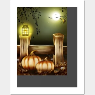 Halloween Pumpkins & Bats Posters and Art